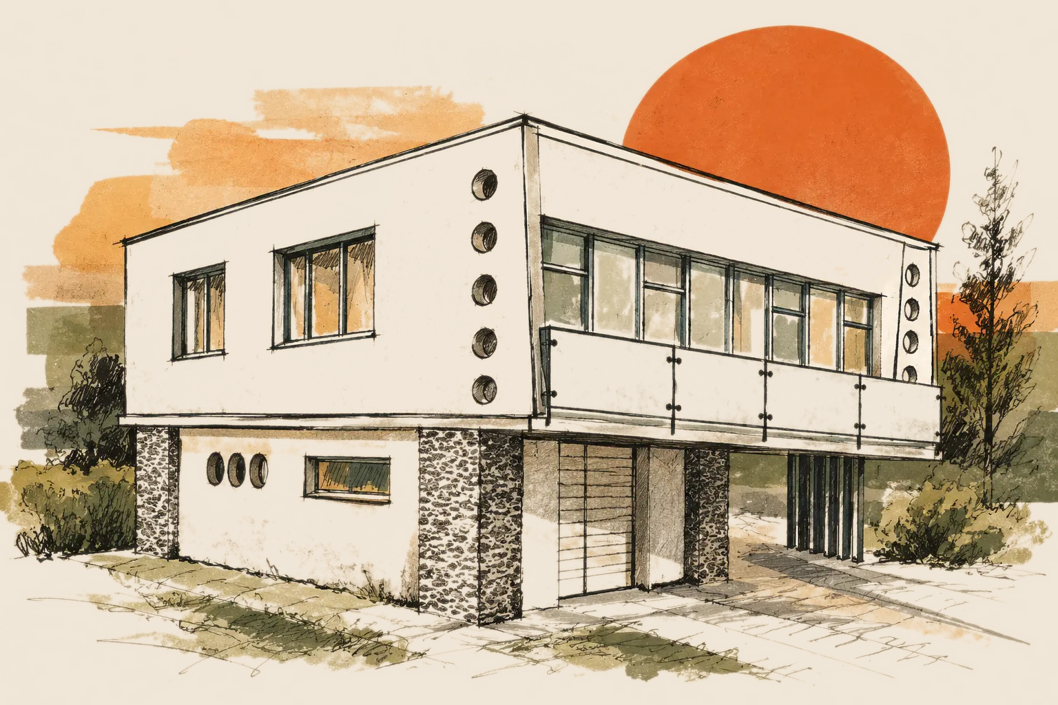 Ilustrace domu typu šumperák